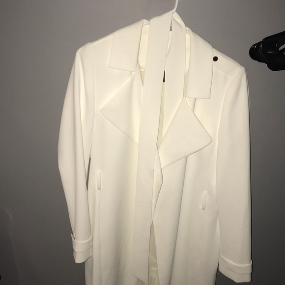 White House Black Market: White mid calf jacket - Picture 1 of 6